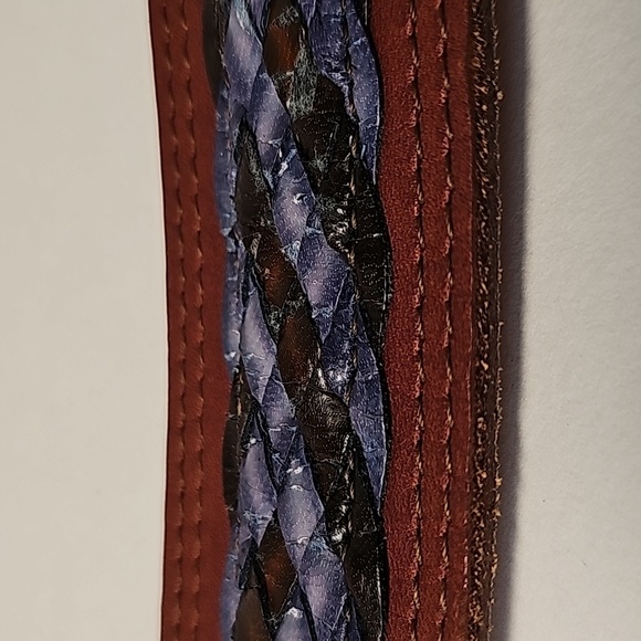 Vintage Catherine Dial Easley Leather Belt Brown Blue Braided Weave Texas L main image 8